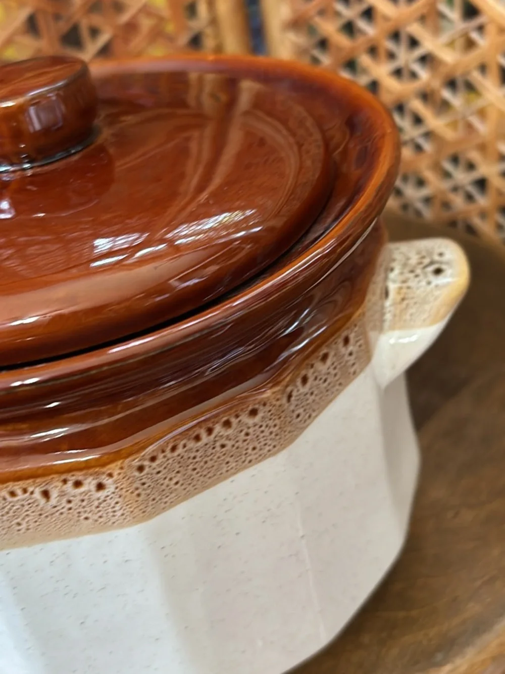 Stoneware Casserole with Brown Glazed Lid - Home Kitchen